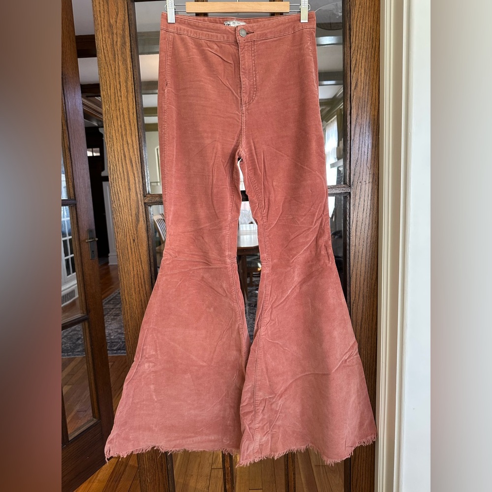Free People Terracotta Corduroy Just Float On Super Flare Pants